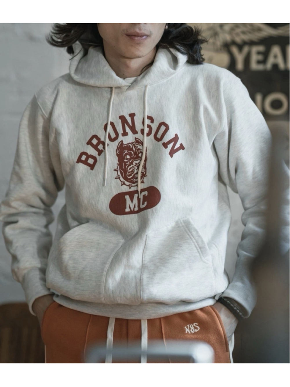 Bronson Heavyweight Motorcycle Club Hoodie Winter Gray Hooded Sweatshirt 38 - Picture 4 of 10